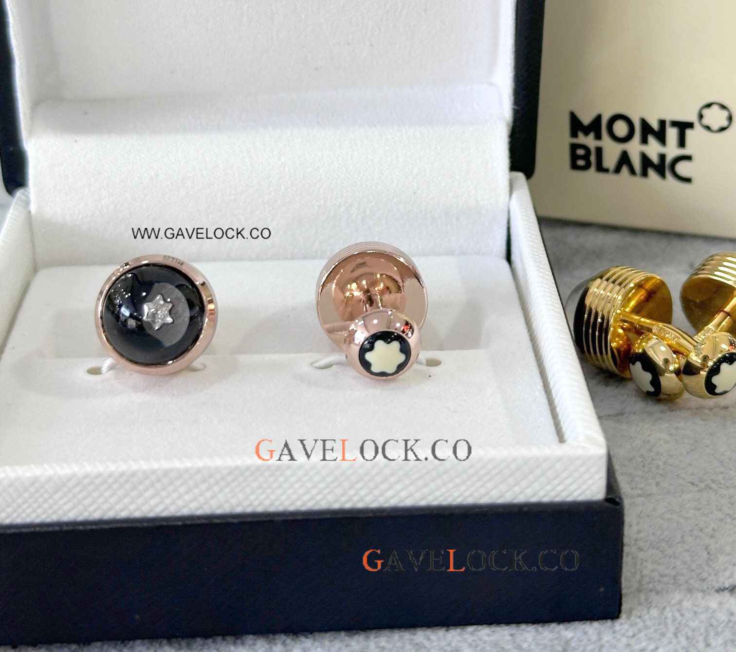 Diamond-set Mont blanc Cufflinks Rose Gold